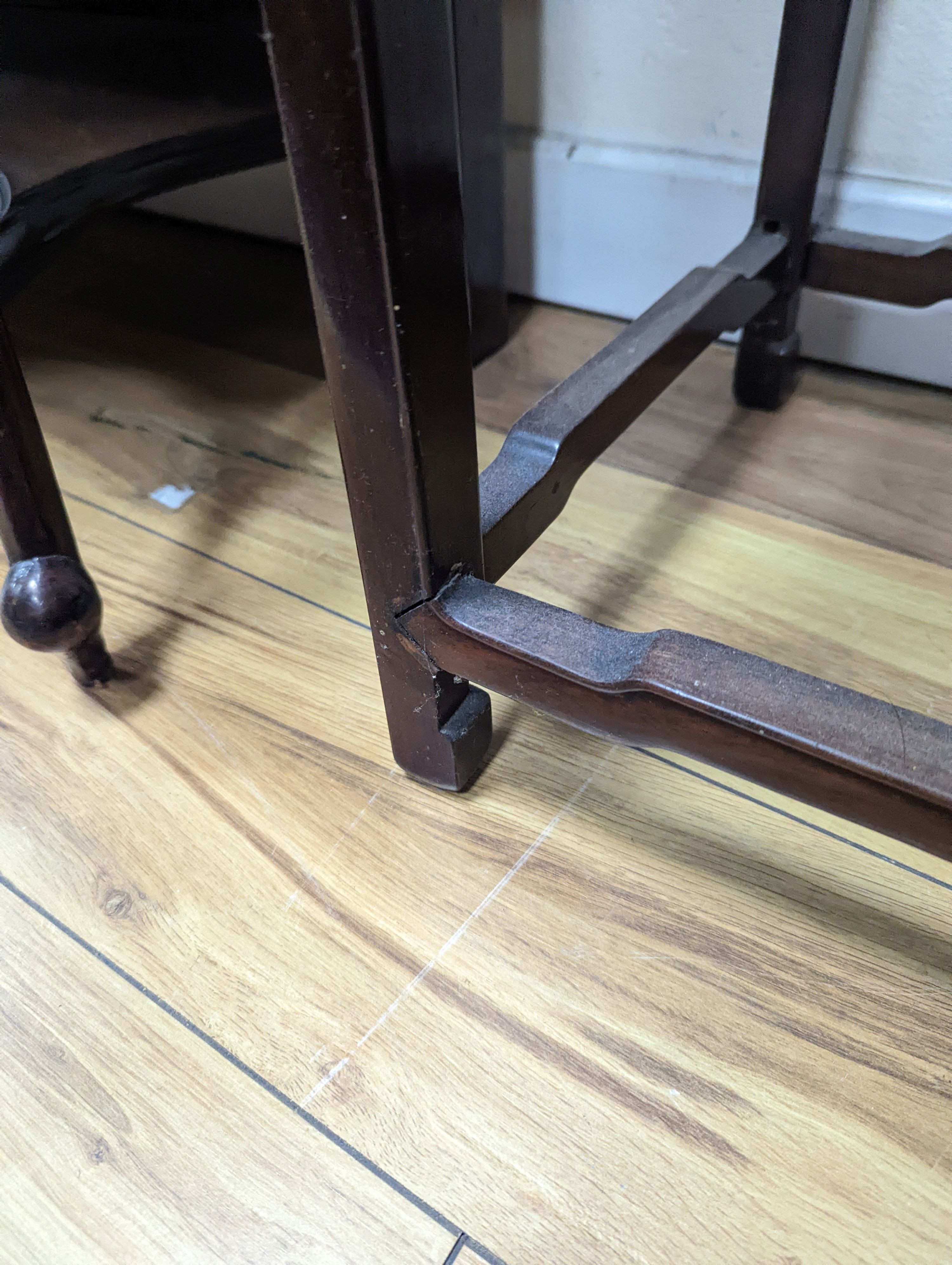 A Chinese carved hardwood vase stand, width 32cm, depth 33cm, height 110cm